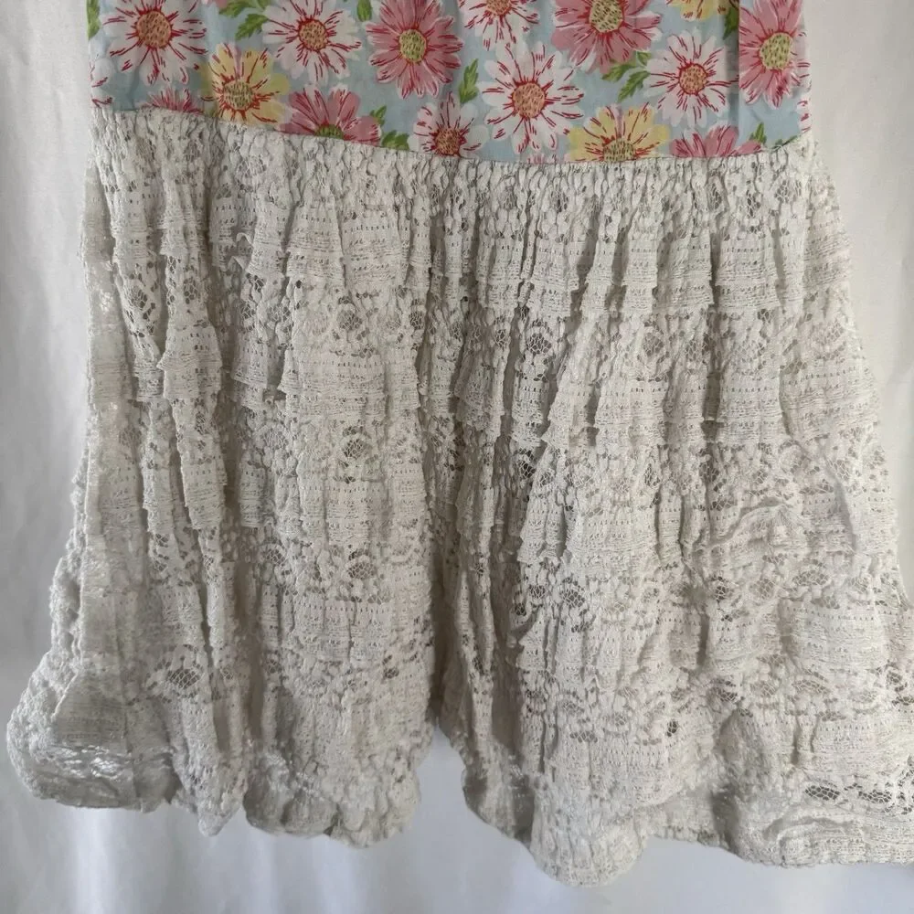 Matilda Jane Dress Girls 4 Blue Pink Floral Lace Sleeveless Pullover